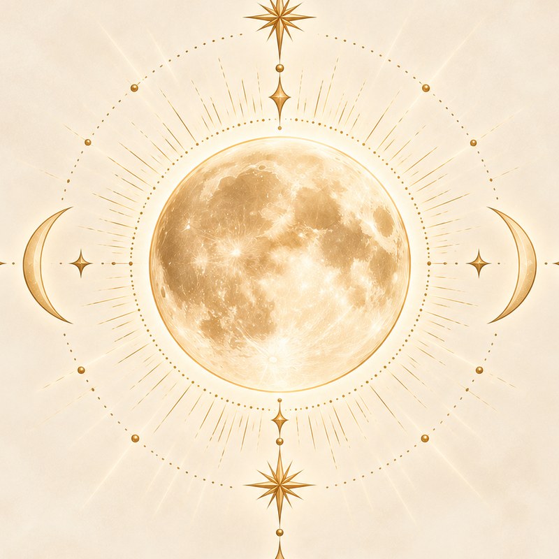 Gold full moon illustration