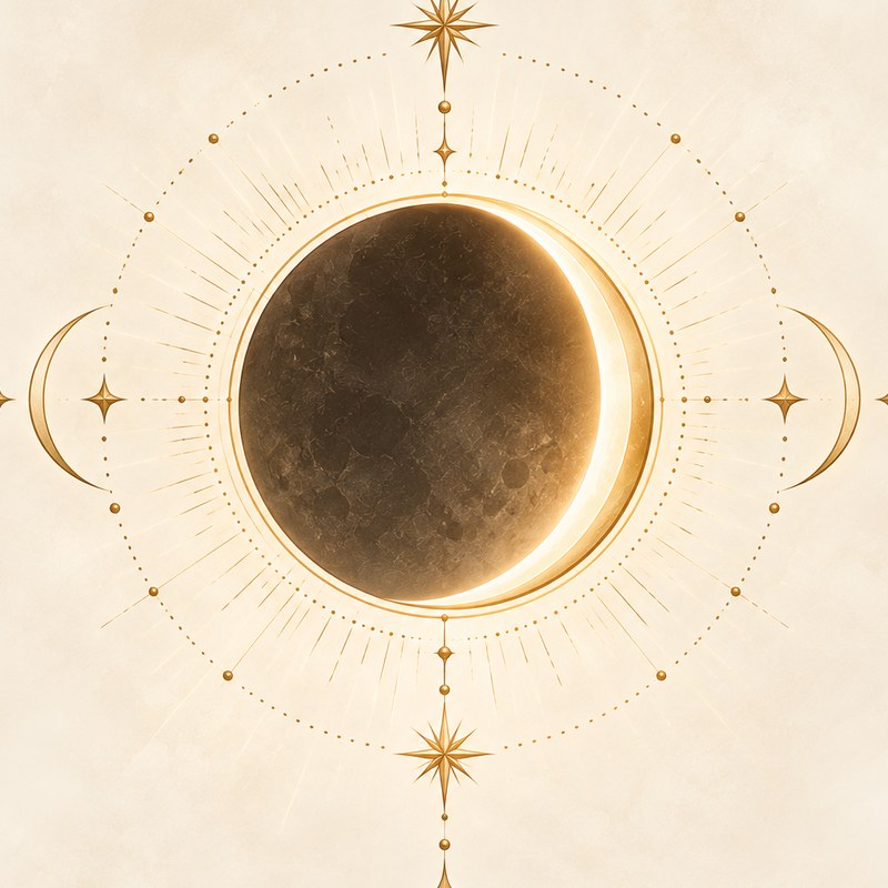 Gold new moon illustration
