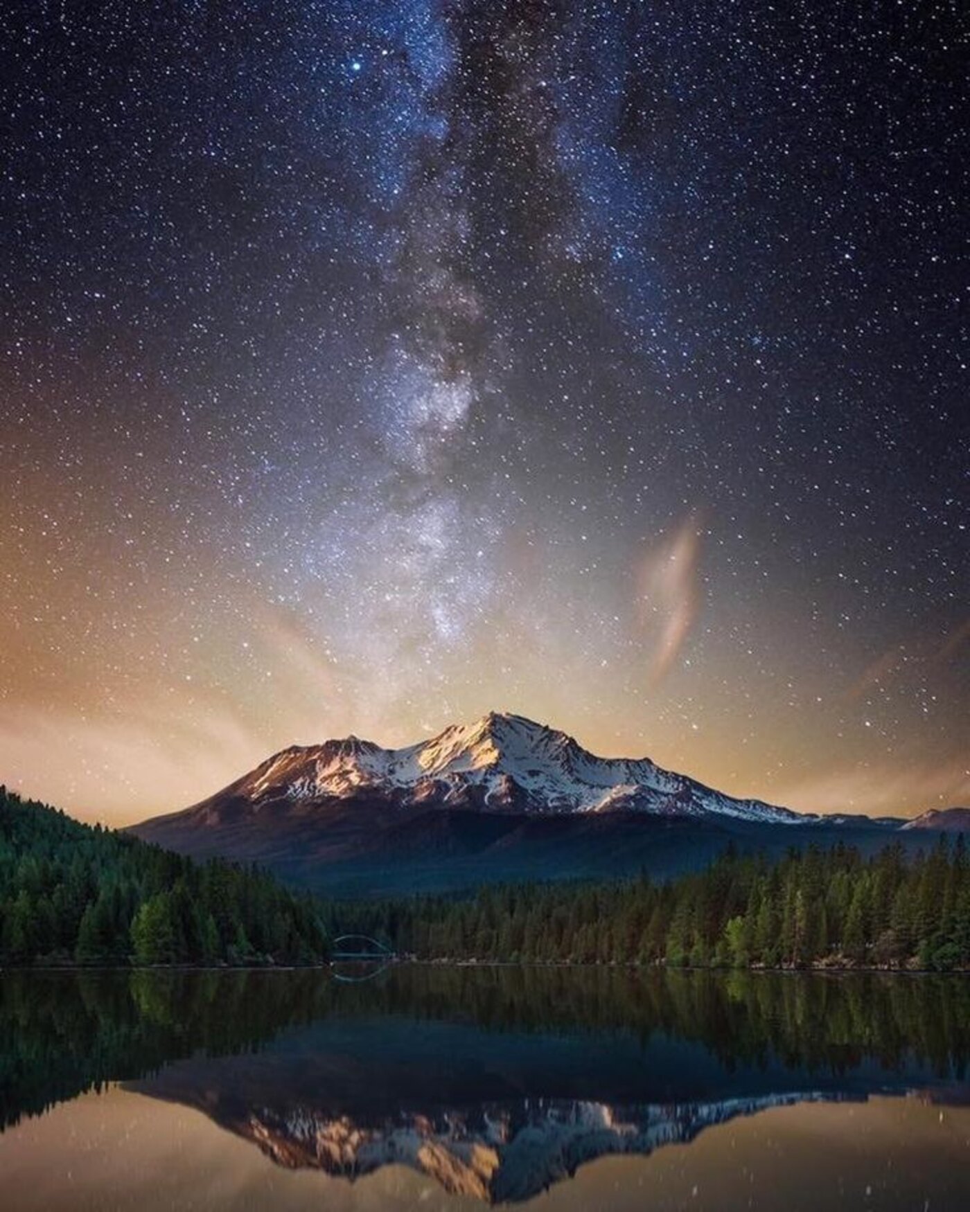 The Milky Way above Mount Shasta